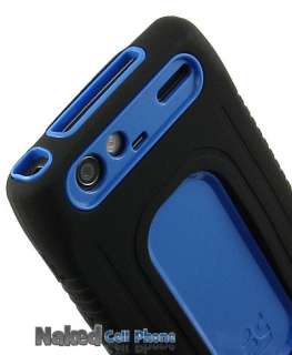 BLUE BLACK DUO SHIELD SOFT RUBBER HARD CASE COVER FOR MOTOROLA DROID 