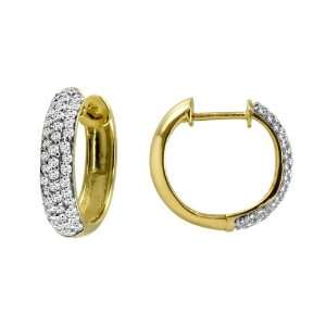  10k Yellow Gold Round Pave Diamond Hoop Earrings (1/2 cttw 
