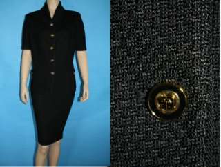   JOHN COLLECTION KNIT FITTED JACKET & SKIRT 2 PC SUIT LOGO BUTTON 16 14