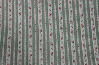   fabric by lecien green ticking fabric stripes with roses 30173 60