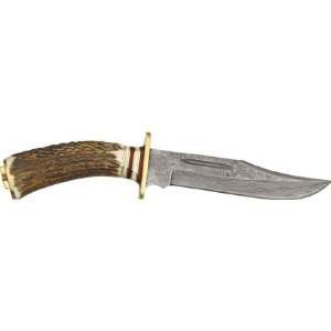   Knife with all natural Sambar Stag Antler Handle, Brass Pommel and