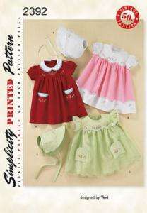 Simplicity 2392 Vintage Baby Dresses & Bonnet Pattern  