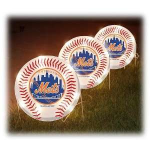  NEW YORK METS Set of 3 Team Logo LIGHTED PATHWAY MARKERS (10 