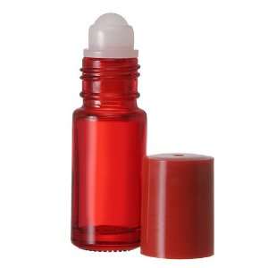  Mini Roll on Refillable Glass Perfume Bottle RED 1/8oz 3 