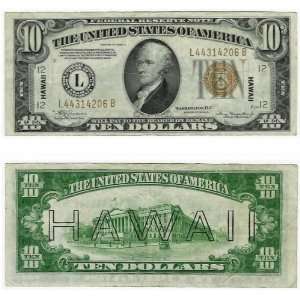  1934 A Ten Dollars, HAWAII overprint 