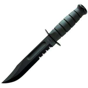  Ka Bar   Black Fighting Knife, Black Leather Sheath, 7 in 