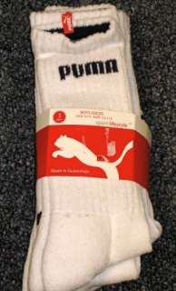 New 3 pairs puma boys crew socks white sock 9 11  