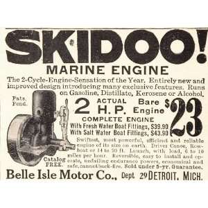  1907 Ad Skidoo Marine Boat Engine Belle Isle Detroit 