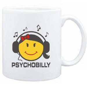  Mug White  Psychobilly   female smiley  Music Sports 
