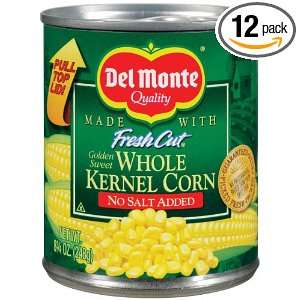 Del Monte Whole Kernel Gold Corn No Salt Added, 8.75 Ounce (Pack of 12 