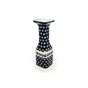 Polish Pottery Flowering Peacock Square Candlestick Holder  