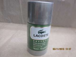 LACOSTE ESSENTIAL 2.4 FL oz / 75 Grams Deodorant Stick  