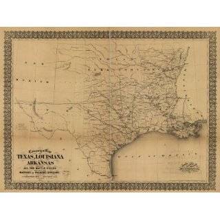 1800s MEXICO CALIFORNIA TEXAS MAP VINTAGE POSTER REPRO  