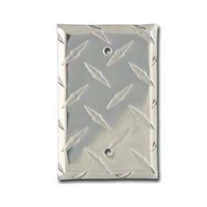  Diamond Plate Aluminum   Silver Switch Plate / 1 Blank 
