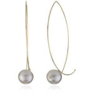    Mizuki 14k Marquis Hoop Earrings with Grey South Sea Pearl Jewelry