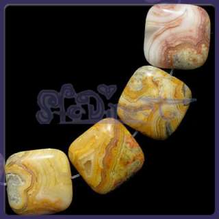 JEWELRY MAKE 20 Crazy lace agate Square LOOSE BEAD 20MM  
