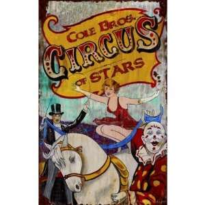 Customizable Cole Bros Circus of Stars Vintage Style Wooden Sign 