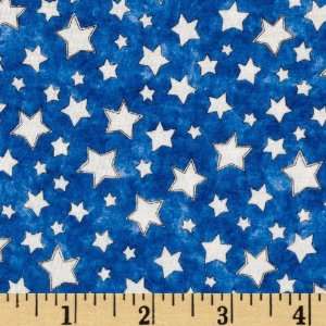  44 Wide Playing In The Sand Stars Blue Fabric By The 