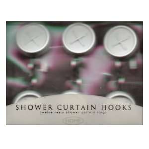   Set of 12 Shower Curtain Hooks, Buttons Design