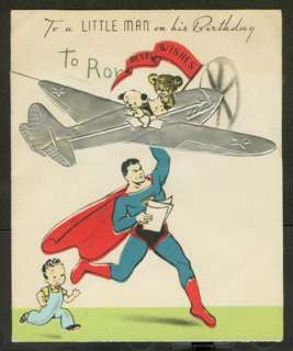 Early 1940s SUPERMAN Birthday Card   SCARCE  