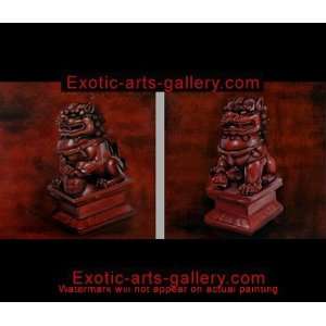  Fu Dog Painting Foo Dogs Painting Feng Shui Artwork oil 