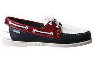 Sebago Mens Boat Shoes B72828 Spinnaker Navy White Red  