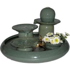   Fountains ~ Green Ceramic Tabletop Water Fountain