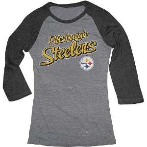   & Ocean Pittsburgh Steelers Womens 3/4 Sleeve Raglan T Shirt Medium
