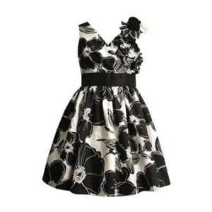  Black and White Floral Print Dress Size 12   B40519 