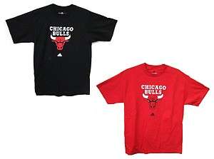 CHICAGO BULLS NBA ADIDAS LOGO T SHIRT BLACK OR RED NWT  