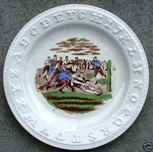 EUROPEAN FOOTBALL RUGBY STAFFORDSHIRE ABC PLATE ANTIQUE  