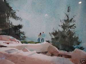 Don Dennis watercolor painting Maine Grindstone Point  