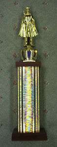 Male trophy award king topper gold column blue crown  