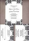 50 Personalized Damask Wedding Invitations Set Reception RSVP Cards