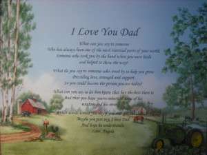 LOVE YOU DAD PERSONALIZED POEM JOHN DEERE DECOR GIFT  