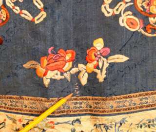   OLD QING DYNASTY SILK COURT ROBE HAND EMBROIDERED FLOWERS PEOPLE