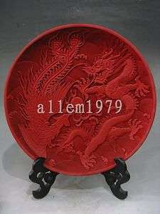 Chinese antique Exquisite Carved Red Cinnabar Lacquer dragon phoenix 