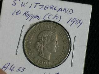 1904 B Sharp Switzerland 10 Rappen (0112 15)  