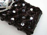 3D Chocolate Cake Bling Crown Crystal Case Cover for iPhone 4 4S Black 
