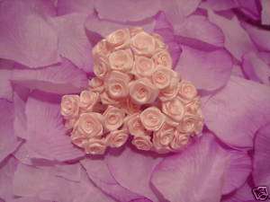 144 PINK Ribbon Rose Flowers Wedding Favor Decorations  