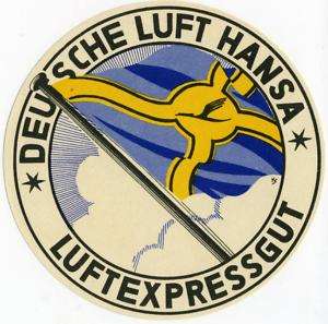Deutsche LUFTHANSA / LUFT HANSA   Airline Luggage Label  