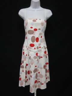 ELIE TAHARI White Polka Dot Print A Line Dress Sz 6  