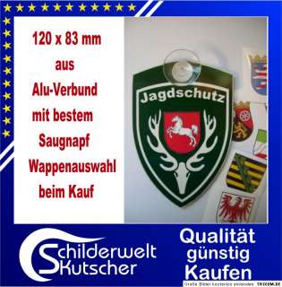 Jagdschutz Schild mit Wappen Saugnapfschild Alu Verb.  