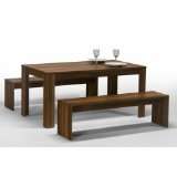 elegante Tischgruppe in modernem Design inklusive zwei Sitzbänke 
