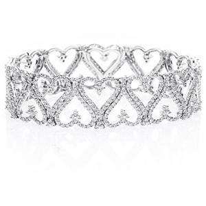 60ct Diamond Heart Bracelet 14k White Gold Gorgeous