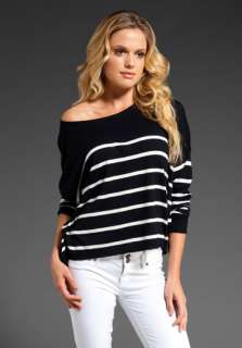 VINCE Flanged Stripe Square Sweater in Coastal  