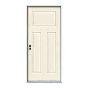JELD WEN 36 in. x 80 in. Prepainted French Vanilla Steel Prehung Right 