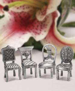 40 Assorted Pewter Chair Figurine Placecard Holders  
