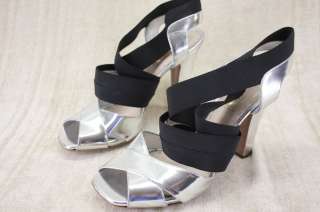   Elastic Silver ankle strappy Sandals 41.5 11.5 New Specchio  