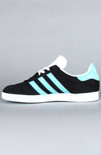 adidas The Gazelle 2 Suede Sneaker in Black Super Cyan White 